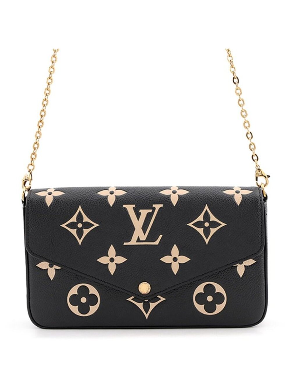 Louis Vuitton Chain Wallet Bicolor Monogram Empreinte Pochette Felicie Black
